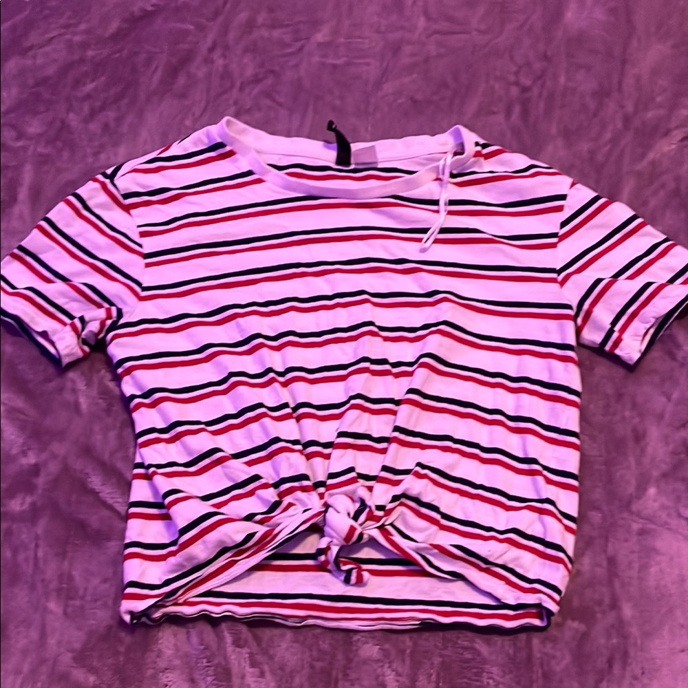 Striped Knot Front T-Shirt